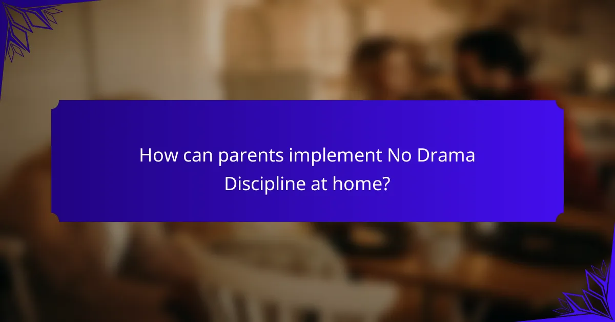 How can parents implement No Drama Discipline at home?