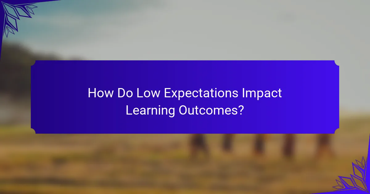 How Do Low Expectations Impact Learning Outcomes?