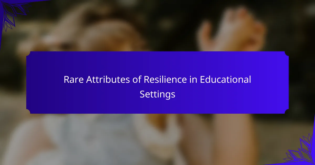 Rare Attributes of Resilience in Educational Settings