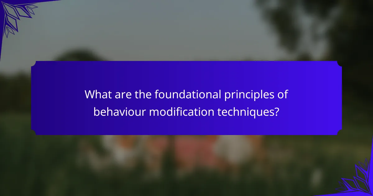 What are the foundational principles of behaviour modification techniques?