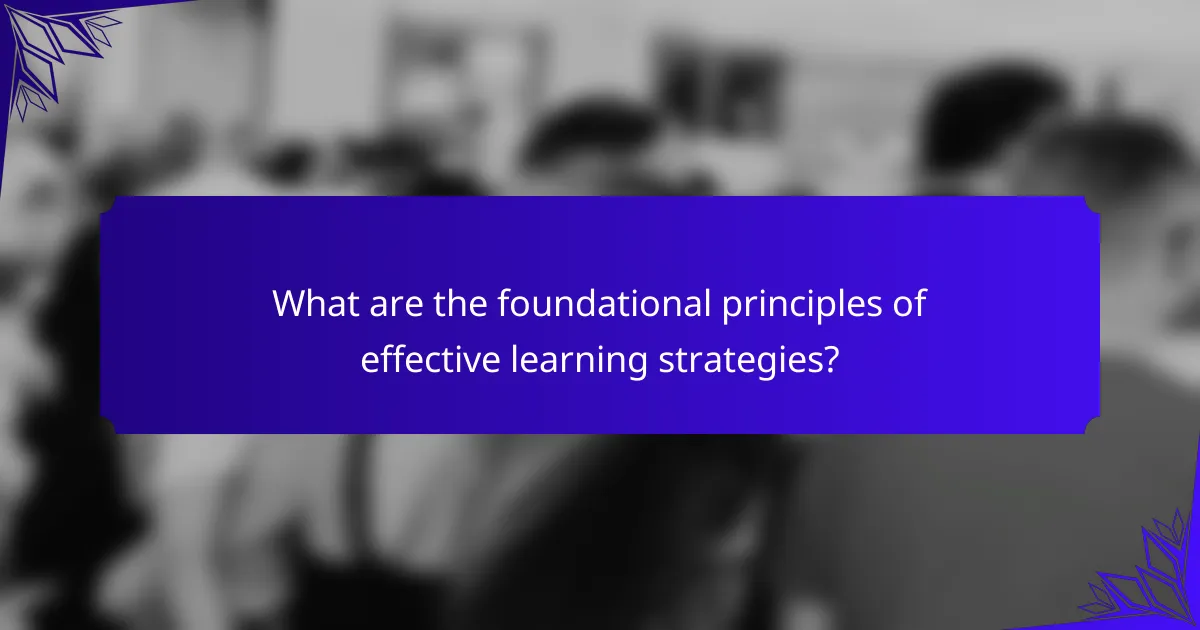 What are the foundational principles of effective learning strategies?