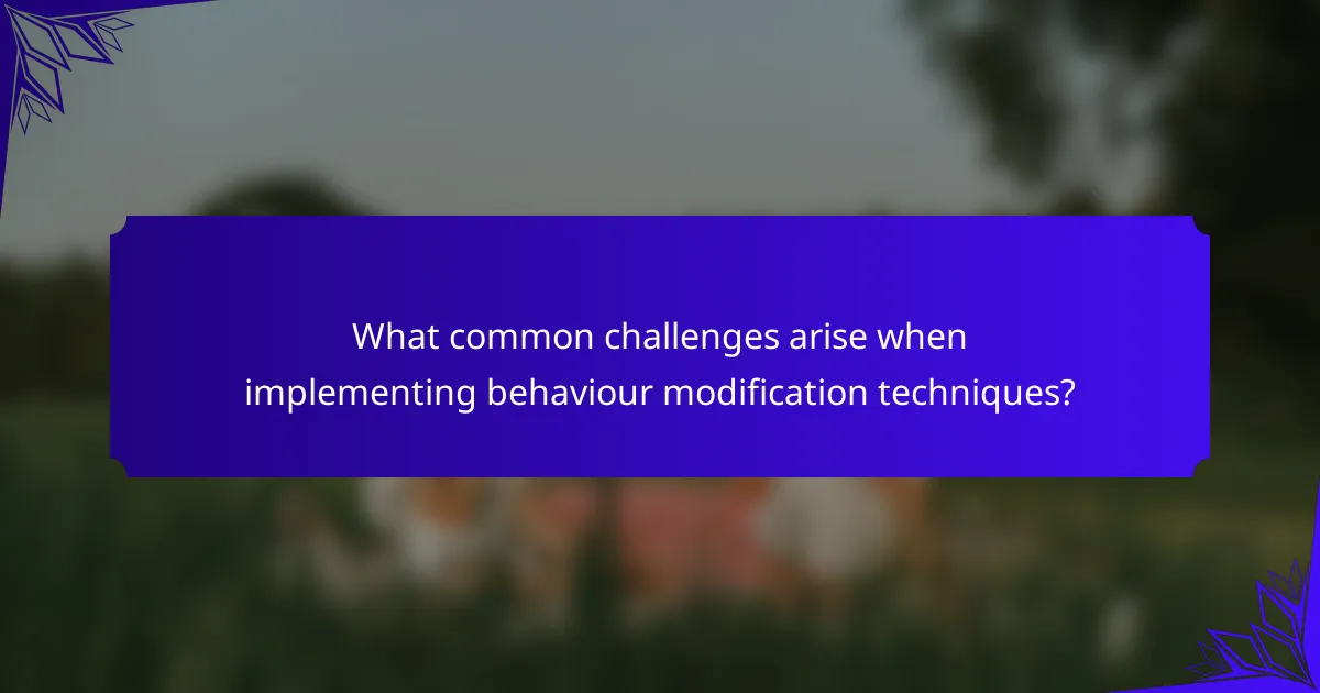 What common challenges arise when implementing behaviour modification techniques?