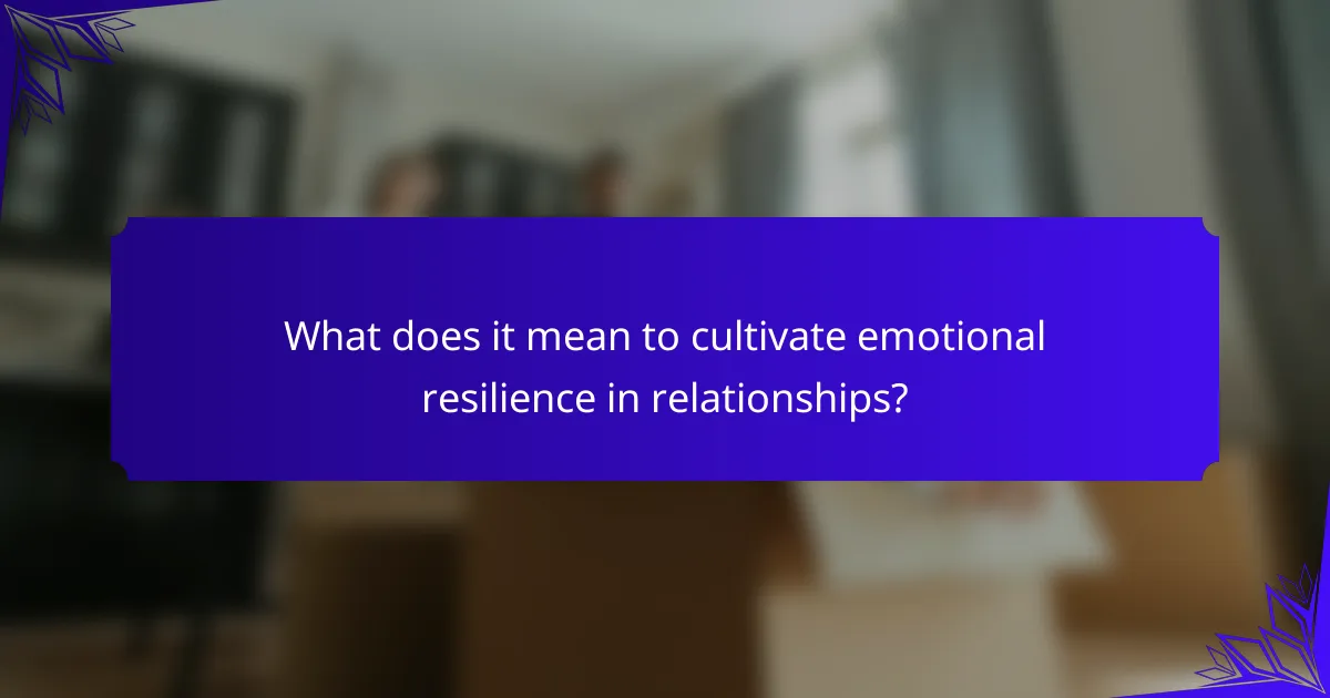 What does it mean to cultivate emotional resilience in relationships?