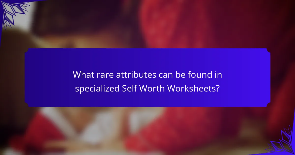 What rare attributes can be found in specialized Self Worth Worksheets?